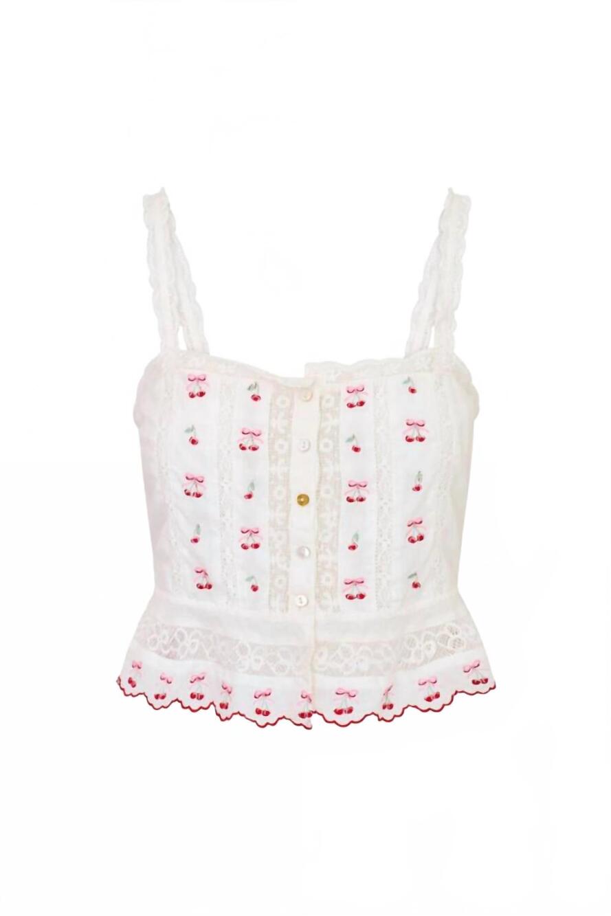 NEW LOVESHACKFANCY women's vietta top in optic white